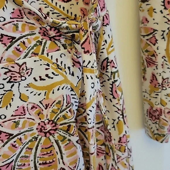Spartina 449 Cotton Wrap Dress Boho Pattern Rose Pink Cream Size M - Picture 6 of 9